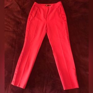 Zara red pants with satin stripe like new size small